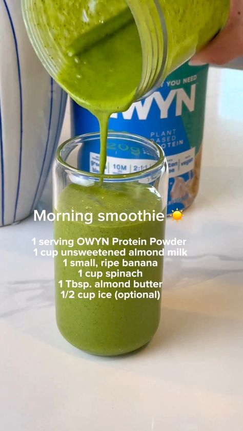 I’ve been on a morning smoothie kick lately! 🥬🍌 🙌🏼 Smoothies are a great and easy way to get fruit, vegetables, protein, and healthy fats in at the start of your day. Not only does this recipe taste AMAZING, but it’s packed with plant-based protein (pea protein) from OWYN 💚🌱 🌱I use OWYN as my go-to plant-based protein powder because it is considered a complete source of protein, it’s top 8 allergen free, and is high in branched chain amino acids aka BCAAs! #smoothie #smoothierecipes #heal Best Green Smoothie, Source Of Protein, Plant Based Protein Powder, Morning Smoothie, Fruit Vegetables, Pea Protein, Unsweetened Almond Milk, Protein Sources, Plant Based Protein