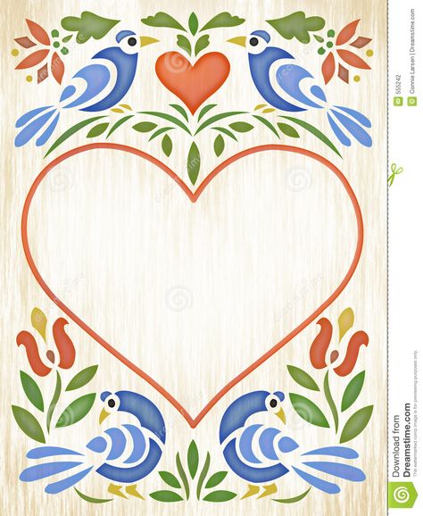 Folk Art Background, Folk Art Heart, Rosemaling Pattern, Norwegian Rosemaling, Arte Folk, Folk Art Flowers, Folk Design, Name Plaque, Heart Illustration