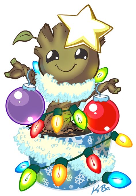 Grootmas Art #2 by kevinbolk Christmas Groot, I Am Groot, 카드 디자인, Baby Groot, Christmas Drawing, Geek Out, Disney Christmas, Marvel Heroes, Guardians Of The Galaxy