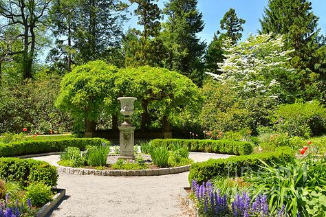 Van Vleck House and Gardens, Montclair N.J.  A view of the formal Tennis Court section of the property and gardens in spring. Montclair New Jersey, Garden Areas, Montclair Nj, By Regina, Summer Months, Walking By, Tennis Court, New Jersey, The Garden