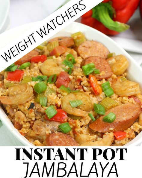 Instant Pot Jambalaya Recipes, Instant Pot Chicken Jambalaya, Jambalaya Recipe Slow Cooker, Jambalaya Instant Pot, Zatarains Jambalaya In Instant Pot, Weight Watchers Jambalaya, Jambalaya Recipe Healthy, Jambalaya Recipe Crockpot, Weight Watchers Shrimp