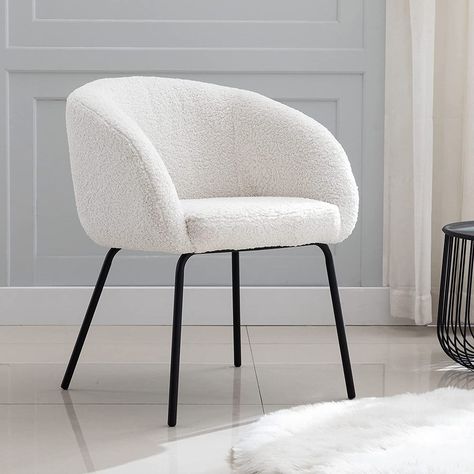 White Fluffy Chair, Fluffy Chair, Makeup Vanity Chair, White Desk Chair, Black And White Chair, White Accent Chair, Dressing Table With Chair, Vanity Chair, Black Chair