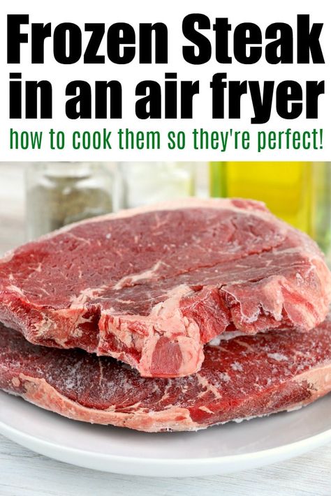 Air Fryer Frozen Steak Recipes, Frozen Ribeye In Air Fryer, Frozen Steak In Air Fryer, Ketocarnivore Diet, Apfelstrudel Recipe, Steak In Air Fryer, Cook Frozen Steak, Airfryer Keto, Air Fry Steak