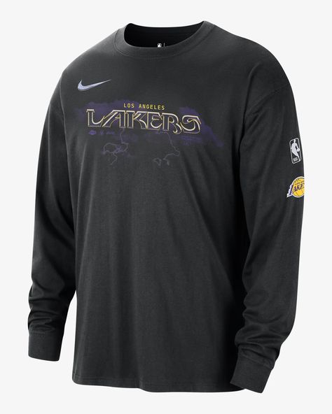 Los Angeles Lakers Essential Max90 Men's Nike NBA Long-Sleeve T-Shirt. Nike.com Lakers T Shirt, Blazer And T Shirt, Nike Nba, Warriors T Shirt, Portland Trailblazers, Trail Blazers, Boston Celtics, Los Angeles Lakers, Golden State