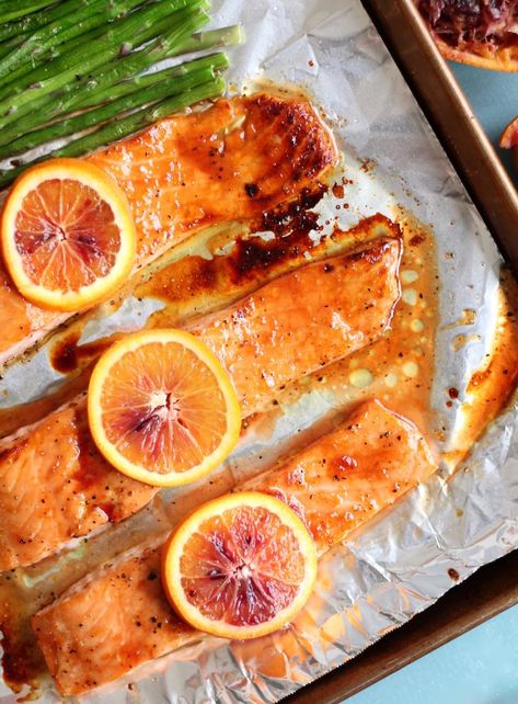 Blood Orange Recipes, Honey Glazed Salmon, Orange Honey, Orange Salmon, Honey Glazed, Baking With Honey, Hearty Meal, Salmon Dishes, Glazed Salmon