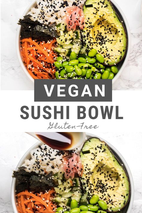 Vegan Spicy Mayo, Vegan Sushi Bowl, Vegan Bowl Recipes, Ginger Baby, Sushi Bowl Recipe, Vegetarian Sushi, Healthy Vegan Dinner, Vegan Buddha Bowl, Sushi Bowl