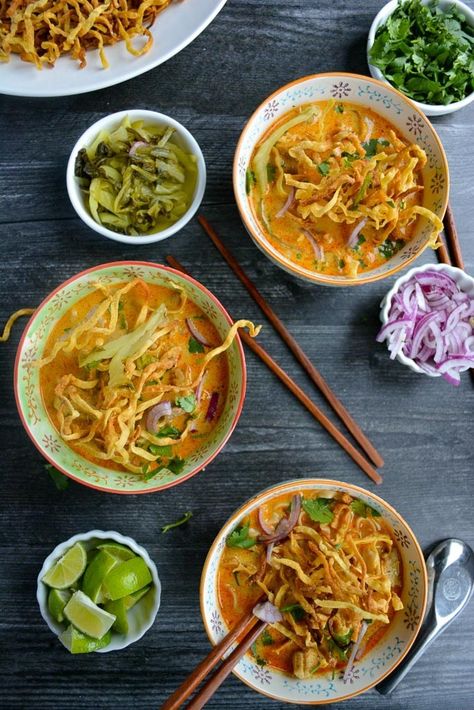 Thai Mat, Fresh Egg Noodles, Pickled Mustard Greens, Khao Soi, Curry Noodles, Thai Dishes, Thai Curry, Curry Paste, Travel Inspired