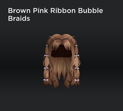 CODE : 12836619758 Roblox Bubble Braids Code, Braid Hair Codes Bloxburg, Bloxburg Brown Braided Hair Codes, Roblox Hair Codes Braids, Roblox Hair Extensions Code, Front Braids, Roblox Codes, Pink Ribbon, Ribbon