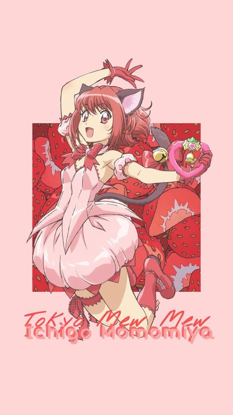 Mew Ichigo Wallpaper, Tokyo Mew Mew Art, Mew Mew Power Wallpaper, Tokyo Mew Mew Aesthetic, Tokyo Mew Mew Wallpaper, Tokyo Mew Mew Pfp, Mew Aesthetic, Ichigo Tokyo Mew Mew, Momomiya Ichigo