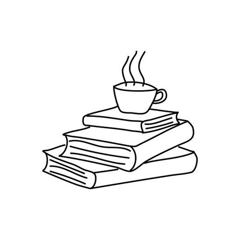 Book Line Art Drawing, Cute Book Doodles, Book Sketches Doodles, Books Doodle Art, Book Doodles Easy, Book Drawing Aesthetic, Guidebook Drawing, Reading Doodles, Book Drawing Easy