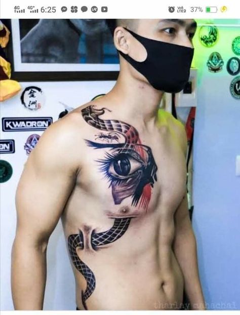 Collarbone Tattoo Men, Chest Tattoo Japanese, Ink Tattoo Design, Full Chest Tattoos, Red Tattoo Ideas, Red Ink Tattoo, Collarbone Tattoo, Tattoo Japanese, Lion Head Tattoos