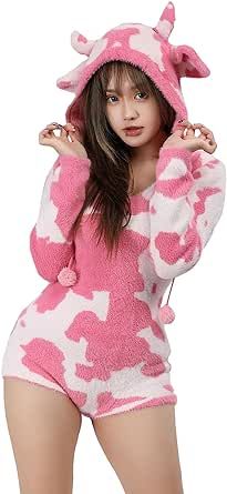 Strawberry Cow Pajamas, Cow Pajamas, Sweater Pajamas, Onesies Pajamas, Pink Cow Print, Velvet Romper, Romper Bodysuit, Fluffy Bunny, Cowgirl Costume