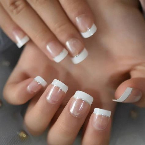 Kiss Press On Nails, Fake Acrylic Nails, Homecoming Floats, Bday Nails, Teen Nails, Sweet Nails, French Manicures, Rave Hair, White Tips