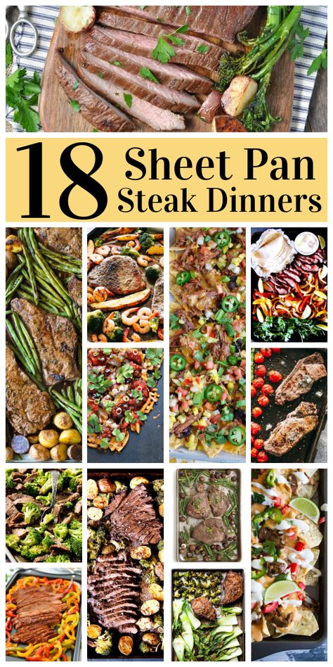 Easy Steak Dinner Recipes, Steak Dinner Ideas, Easy Steak Dinner, Sheet Pan Steak, Healthy Steak, Steak Dinner Recipes, Strip Steak Recipe, Baked Steak, Pan Steak