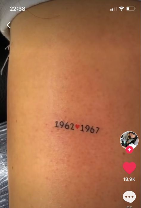 Trendy Meaningful Tattoos, Tattoos With Years In Them, Tattoo With Parents Birth Year, Small Tattoo Fillers Women, Nana And Grandad Tattoos, Grampa Tattoos, Small Tattoo Ideas For Parents, Tattoo Dedicated To Grandparents, Unique Tiny Tattoos With Meaning