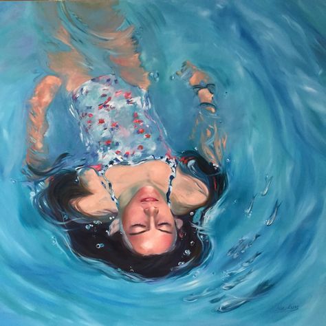 Swimming Pool Art, Ocean Drawing, Underwater Images, Underwater Painting, Pool Art, Girl In Water, Underwater Art, People Portrait, Water Drawing