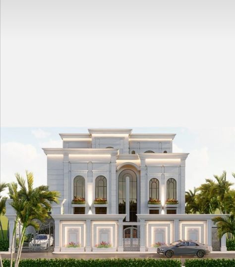 Classic Fence Wall Design, New Classic Exterior, Neoclassic Architecture, Classic Elevation, Pagar Modern, Classic Fence, Iron Main Gate Design, Villa Exterior Design, Fence Wall Design