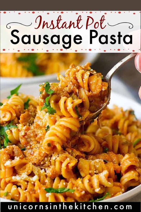 Instant Pot Andouille Sausage Recipes, Instant Pot Sausage Pasta, Instant Pot Ground Sausage Recipes, Instant Pot Italian Sausage Recipes, Instant Pot Italian Sausage, Instant Pot Pasta Recipes, Italian Sausage Recipes Pasta, Easy Quick Dinner, Instant Pot Italian