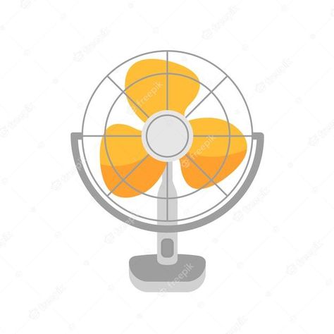 Table Fan Illustration, Domestic Appliances, Summer Weather, Electric Fan, Table Fan, Premium Vector, White Background, Vector Illustration, Electricity