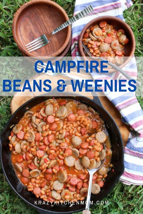 Campfire Beans, Beans And Weenies, Hot Dogs And Beans, Campfire Dinners, Hearty Lunch, Dinner Prep, Breakfast Recipes Easy, Unique Recipes, Main Meals