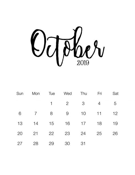 Fabulous and Free Printable 2019 Minimalistic Calendar - The Cottage Market October Calendar Printable, Love Calendar, Baby Due Date Calendar, Due Date Calendar, Calendar Background, October Calendar, Baby Due Date, Minimalist Calendar, Calendar 2019