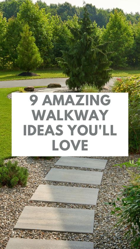 Shed Walkway Pathways, Path To House Ideas, Backyard Walkway Ideas Cheap, Front Walk Way Landscaping Ideas, Driveway Sidewalk Ideas, Paver Ideas For Front Yard, Easy Diy Walkways To Front Door, Walk Way Landscaping Ideas Modern, Patio Walkway Ideas Pathways