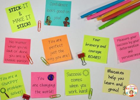 Positive messages, affirmations, and quotes on sticky notes are perfect for teachers who are looking for new ways to praise their students! Stick Notes Ideas Wall Study, Positive Sticky Notes Quotes, Stick Notes Ideas, Positive Sticky Notes, Positive Notes For Students, Student Affirmations, Funny Sticky Notes, Positive Notes Home, Building Rapport