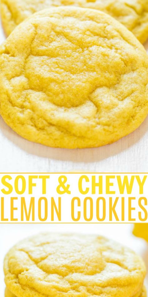 Soft and Chewy Lemon Cookies — Packed with big, bold lemon flavor for all you lemon lovers! They’re soft, chewy and not at all cakey! Chewy Lemon Cookies, Lemon Cookies Recipes, Lemon Sugar Cookies, Lemon Dessert Recipes, Quit Drinking, Crinkle Cookies, Lemon Cookies, Lost 100 Pounds, Lemon Desserts