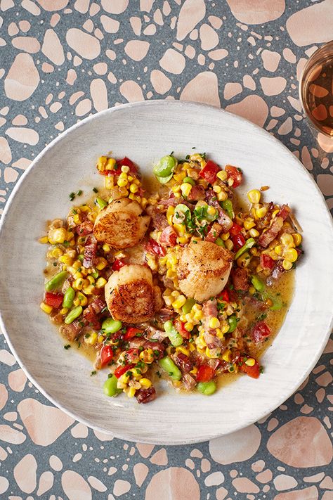 Scallop Succotash, Succotash Recipe, Fennel Pasta, Fancy Dinners, Scallop Recipes, Summer Meals, American Dishes, Scallops Seared, Delicious Dinner Recipes