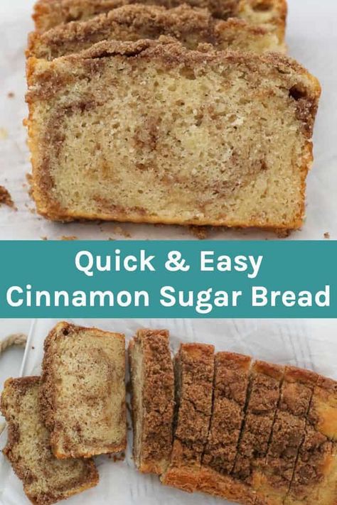 Cinnamon Sugar Bread, Cinnamon Bread Easy, Cinnamon Banana Bread, Cinnamon Bread Recipe, Quick Bread Recipes Easy, Sugar Bread, Cinnamon Swirl Bread, Cinnamon Coffee Cake, Swirled Bread