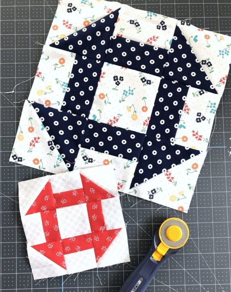 Riley Blake Quilt Block Challege; Churn Dash Blocks | Polka Dot Chair 4 Inch Quilt Blocks Free Pattern, Churn Dash Quilt Block, Riley Blake Quilt, Quilt Videos, Diary Of A Quilter, Churn Dash Quilt, Dash Pattern, Baby Quilt Tutorials, Missouri Quilt