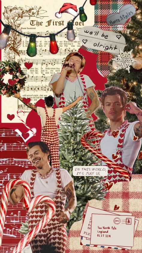 Harry Styles Christmas Wallpaper, Cute Harry Styles, Harry Styles Christmas, Christmas Lockscreen, Harry Styles Poster, Harry 1d, Harry Styles Aesthetic, Christmas Collage, Harry Styles Cute