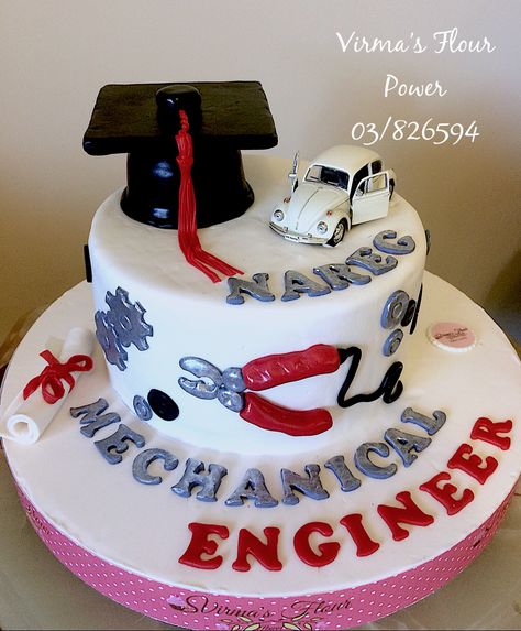 Mechanical engineering graduation cake Mechanical Engineering Graduation Cake, Cake For Mechanical Engineer, Mechanical Engineer Graduation Party Ideas, Mechanical Engineering Cake Ideas, Mechanical Engineer Cake Design, Engineer Party, Auburn Graduation, Degree Cake, Engineering Graduation