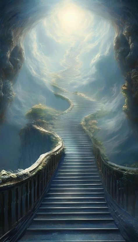 Stair To Heaven, Heaven Stairs, Stairways To Heaven, Staircase To Heaven, Heaven Landscape, Biblical Pictures, Heaven Painting, Stairs To Heaven, Jacobs Ladder