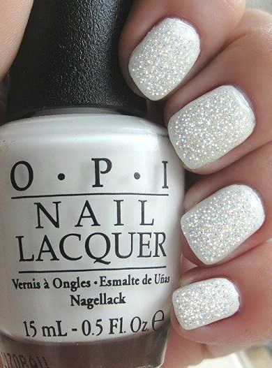 Silver Nail Designs, Shimmer Nail Polish, Manicure Gel, Nail Shimmer, White Nail, Beautiful Nail Designs, Silver Nails, Gel Nail Designs, Opi Nails