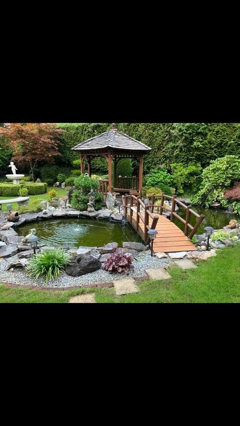 Diy Stone Patio, Fish Ponds Backyard, Wildlife Pond, Fish Pond Gardens, Japanese Garden Landscape, Garden Pond Design, Zen Garden Design, Diy Pond, Koi Ponds