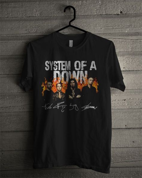 Official System Of A Down Rock Band T Shirt System Of A Down Shirt, Metalhead Outfits, Band Shirt Outfits, Camisa Rock, Down Band, Purple Flash, System Of A Down, T Shirt World, Shirt Design Inspiration