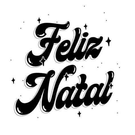 Merry Christmas in Brazilian Portuguese. Black white art. Vintage font. Stars and dots. Portuguese Christmas, Brazilian Portuguese, Vector Art Design, Christmas Messages, Christmas Recipes, Social Networks, Christmas Food, Premium Vector, Graphic Resources