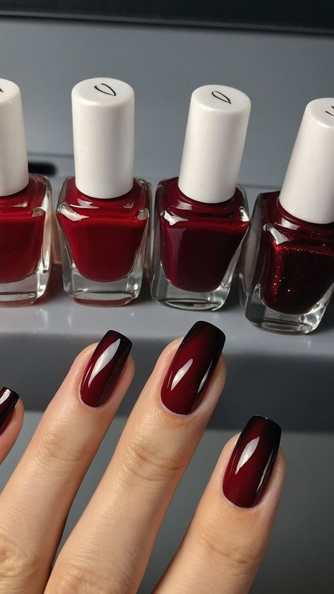 Achieve elegance with our burgundy nails design ideas Explore dark red nail art polish your French designs with classy black accents and discover short French tips with chrome and acrylic finishes Perfect for a sophisticated and chic manicure these burgundy nail inspirations are sure to elevate your style Dark Red Glitter French Tip Nails, Deep Red Nail Color, Burgundy Chrome Nails Designs, Dark Red Black Nails, Burgundy Black Nails, Short Nails Dark Red, Burgundy Nails French Tips, Red And Black French Tip Nails, Nail Art Simple Elegant Classy