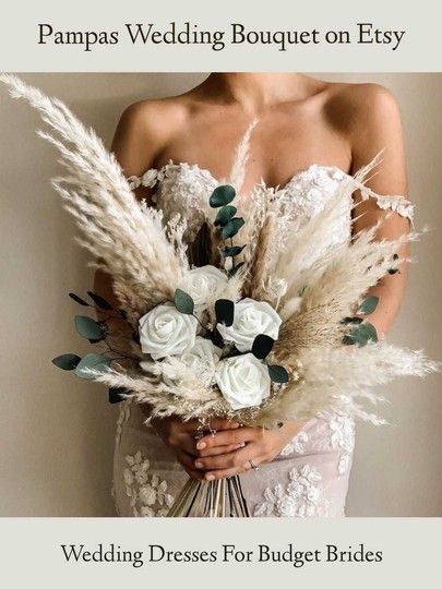 Pampas Wedding Bouquet, Bridal Bouquet Pampas, Bouquet Eucalyptus, Pampas Wedding, Rustic Bridesmaids, Eucalyptus Bouquet, Boho Wedding Bouquet, Grass Wedding, Dried Florals