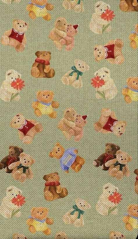 Teddy Bear Wallpaper Laptop, Safari Background Wallpapers, Background For Clothes, Safari Background, Scrapbook Wallpaper, Cozy Wallpaper, Green Teddy Bear, Vintage Core, Story Backgrounds