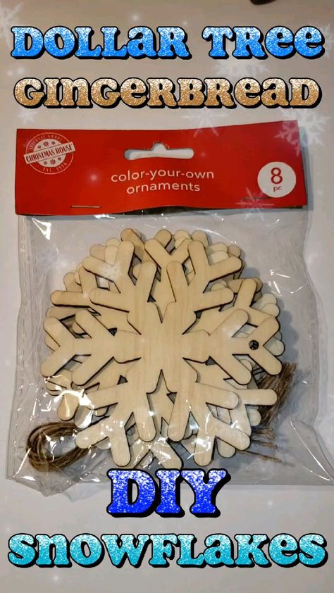 #DIY #DollarTree #DollarTreeDIY #DollarTreeCrafts #DollarTreeOrnaments #DIYOrnaments #Holiday #Christmas #ChristmasDIY #ChristmasDecor #GingerBreadDIY #GingerBreadCrafts #GingerBreadOrnaments #SnowFlakeOrnaments #DIYSnowFlakes Dollar Tree Gingerbread Diy Crafts, Dollar Tree Wooden Ornament Ideas, How To Make Gingerbread Ornaments, Dollar Tree Wood Ornament Diy, Dollar Tree Snowflake Crafts, Diy Snowflake Ornaments, Dollar Tree Gingerbread, Gingerbread Diy Crafts, Dollar Tree Toys