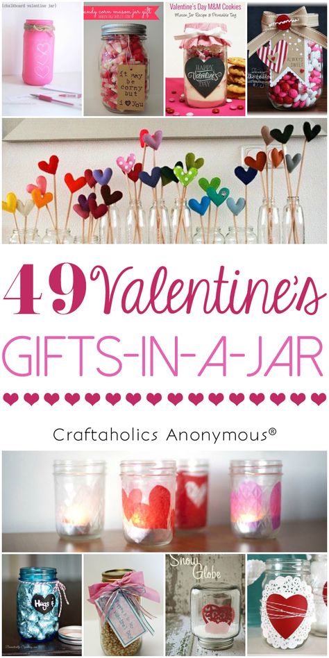 49 Fun Gift in a Jar Ideas for Valentine's Day || lots of Valentine gifts and Valentine mason jar crafts Gift In A Jar Ideas, Valentine Mason Jar, Gift In A Jar, Gifts In A Jar, Happy Hearts Day, Jar Ideas, Mason Jar Gifts, My Funny Valentine, Jar Gifts