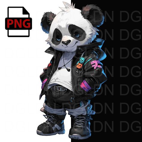 Panda Digital Art, Panda Clipart, Panda Graphic, Panda Illustration, Cool Panda, Designs Stickers, Art Phone Cases, Cute Panda, Urban Style