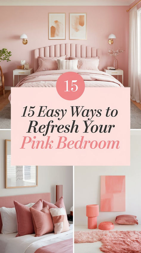 A cozy and stylish pink bedroom featuring luxurious updates and small room ideas. Pink And White Bedroom Ideas Small Rooms, Small Pink And White Bedroom, Pink Small Room Ideas, Teen Pink Bedroom Ideas, Cream And Pink Bedroom, Pink And Beige Bedroom, Pink And White Bedroom, Pink Bedroom Walls, Dream Bedroom Inspiration