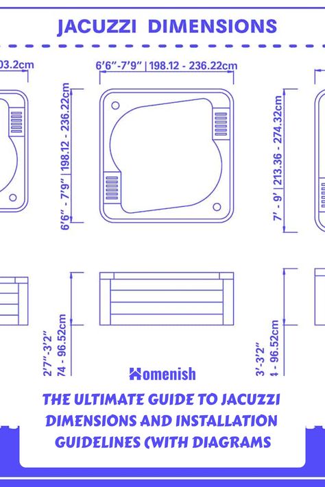 The Ultimate Guide to Jacuzzi Dimensions and Installation Guidelines (with Diagrams Jacuzzi Dimensions, Bathroom With Jacuzzi, Large Hot Tubs, Jacuzzi Bathroom, Small Hot Tub, Home Oasis, Jacuzzi Spas, Tub Sizes, Jacuzzi Hot Tub