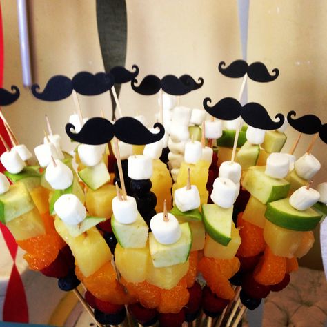 Mustache Birthday Party, Moustache Party, Mustache Theme, Mustache Birthday, Birthday Men, Mustache Baby Shower, Mustache Party, Fruit Skewers, Lego Birthday