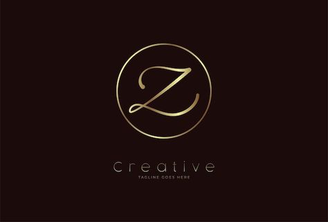 Elegant Alphabet, Logo Luxury, Z Logo, Circle Logos, Elegant Logo, Gold Colour, Media Design, Social Media Design, Premium Vector