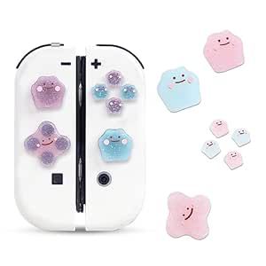 Jusy Cross D-Pad Button Caps Thumb Grips Set, Compatible with Nintendo Switch/OLED/Switch Lite, Cute 3D Soft Silicone ABXY Buttons Sticker Joystick Cover Caps, 132 Switch Joystick Caps, Nintendo Switch Lite Accessories, Nintendo Switch Accessories, Button Covers, Lip Plumper, Screen Protector, Soft Silicone, Playstation, Nintendo Switch