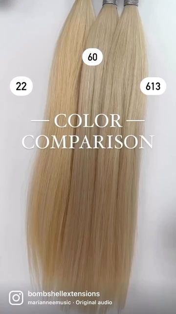 Bombshell Extension Co. on Instagram: "BRIGHTEST BLONDES 💡 COLOR COMPARISON ‼️ - a series of reels showing the difference in our hair extension colors 👏🏻 COLORS: 22 + 60 + 613 #bombshellextensions" Bombshell Extensions, Hair Extension Colors, Bombshell Hair, Bright Blonde, Blonde Color, Hair Extension, Hair Colors, A Series, Hair Extensions